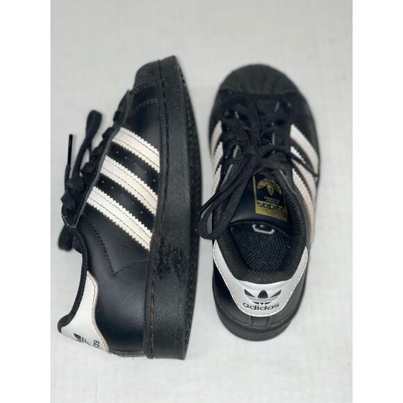 Adidas superstar Black White Size 11.5‎ K 789002 A41 - Picture 7 of 9